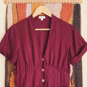 Wilfred Sedallian Linen Dress Burgundy